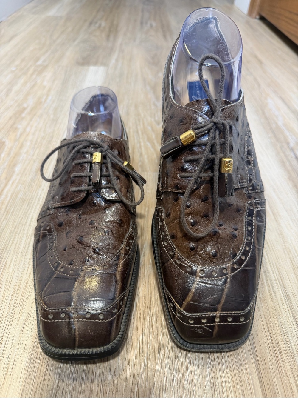 Giorgio Brutini Private Collection Ostrich Croc Dress Shoes Size 9.5